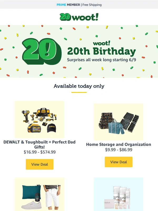 Woot - Woot! Turns 20! The party starts NOW with Wootbusters,Buy 2 Shirts get 2 Shirts Free,a $2,000 giveaway and MORE!