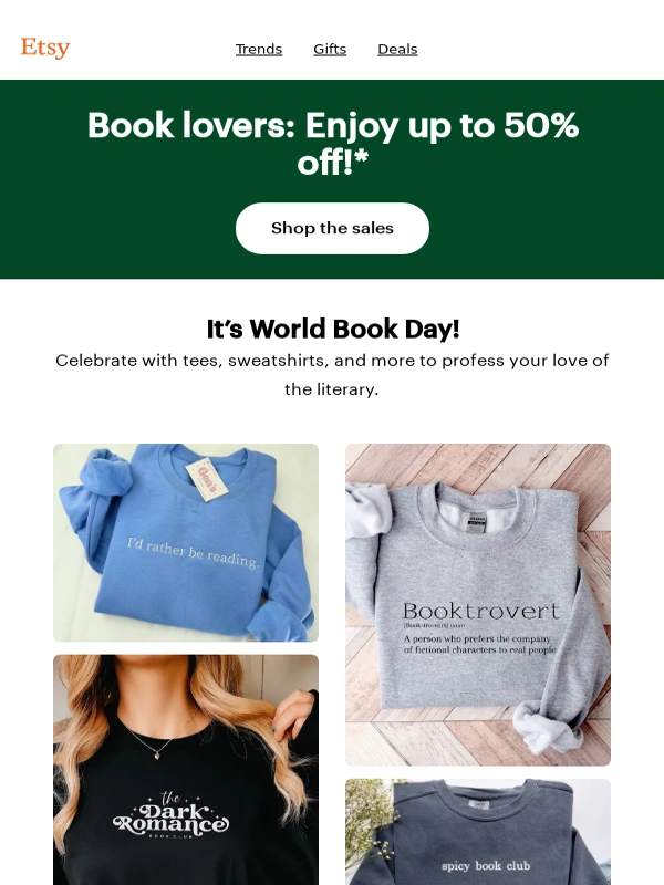 Etsy - Looks for the literary crowd