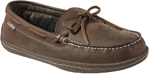 Men's L.L. Bean Flannel-Lined Moccasin Brown Slippers