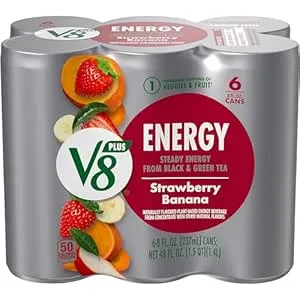 6-Pack 8oz V8+ Energy Drink (Strawberry Banana, Peach Mango, Orange Pineapple)
