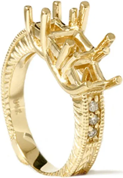 Pompeii3 14K Yellow Gold 1/5ct Princess Cut Diamond Vintage Mounting
