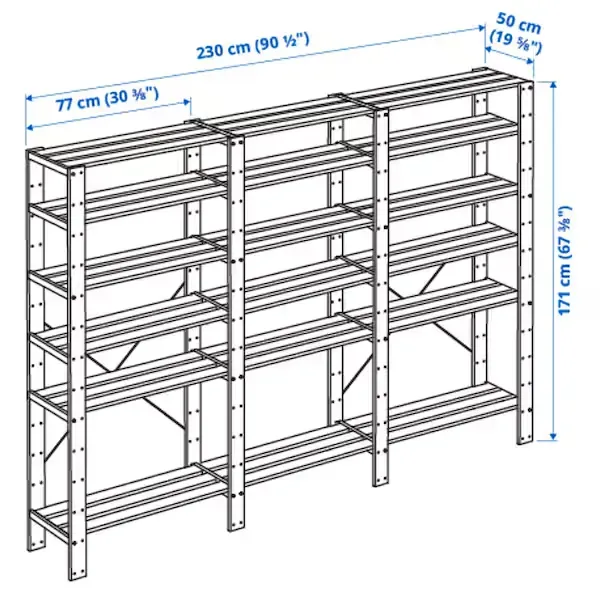 IKEA HEJNE 3 Section Shelving Unit