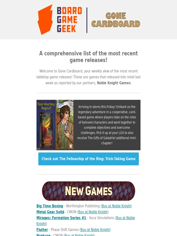BoardGameGeek - BGG Gone Cardboard - New Game Releases Jan. 5th - 11th!