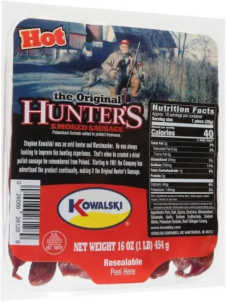 Kowalski Hunters Sausage Hot 16 oz
