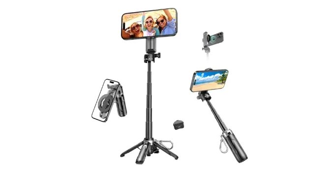 Magnetic Selfie Stick for iPhone,Portable Selfie Stick Tripod Retractable Mini Cell Phone Tripod for Group Photos,Vlogs, Photography,Compatible with iPhone 16/15/14/13/12 Series with Remote Control