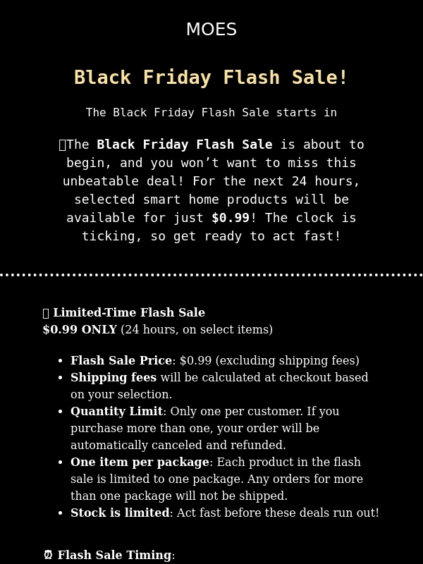 Moes - ⚡The Flash Sale Starts NOW! $0.99 for Smart Home Products – Don’t Miss Out!