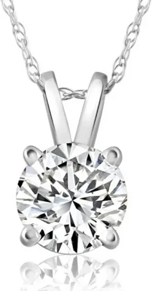 Bliss 1ct Round Diamond Solitaire Pendant in 14K White Gold