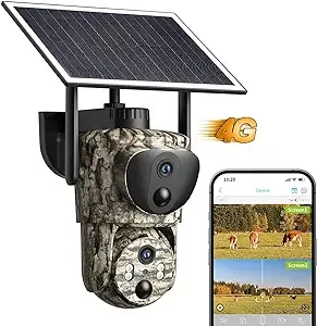 Oculview 4G LTE Cellular Trail Cameras, Dual Lens Security Camera Built-in SIM Card, 2K 360°View Live Video Game Camera, No-Glow IR Night Vision, Motion Activated, Solar Powered, Remote Phone Access
