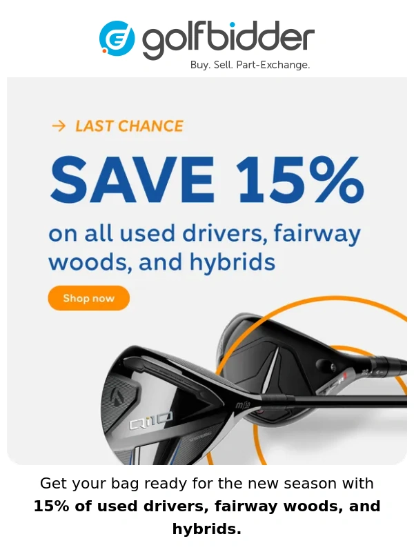 Golfbidder - 15% off drivers,fairways,and hybrids