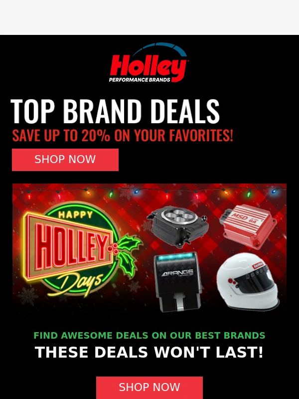 Holley - HOLIDAY DEALS: Save Big On Your Favorite Holley Brands!