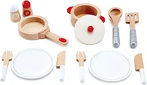Hape Cook & Serve Set 13-Piece Wooden Pretend Play Cooking Set