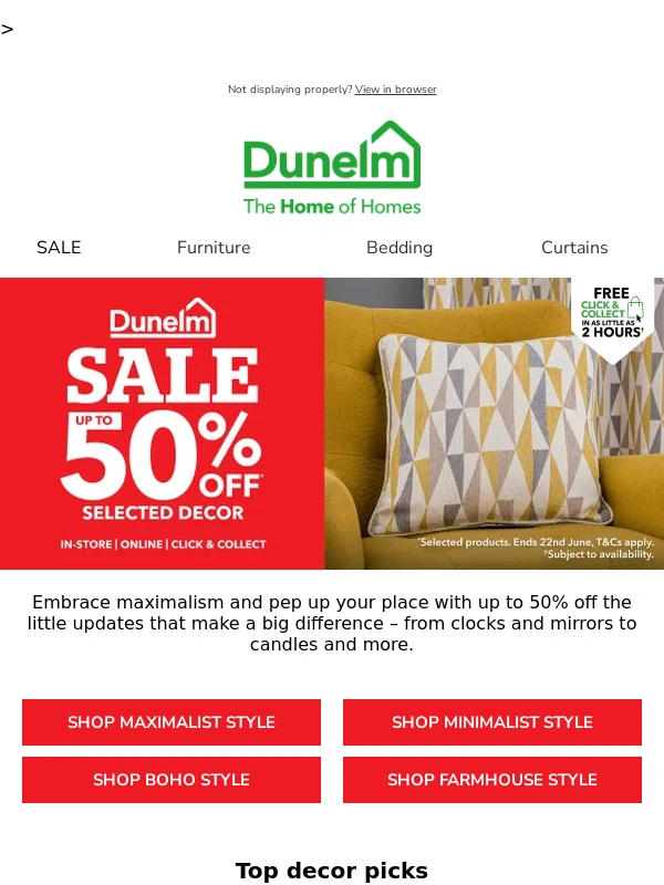 Dunelm - You can’t put a price on style