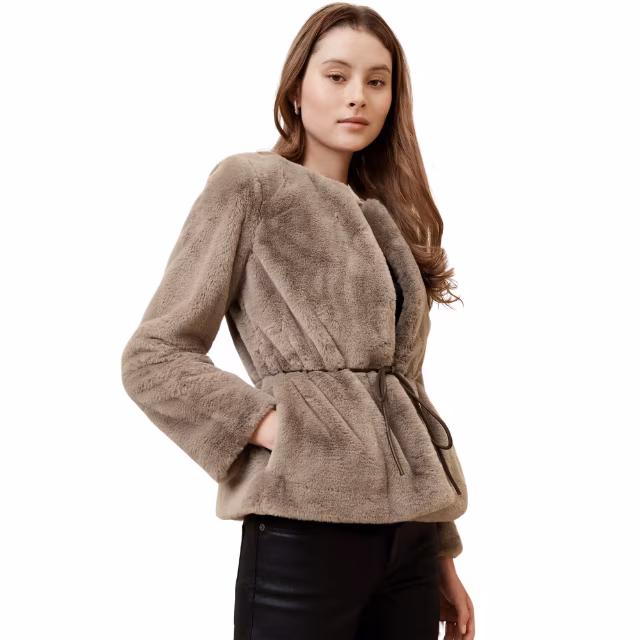Banana Republic Factory Faux Fur Tie-Waist Jacket
