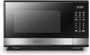 BLACK+DECKER EM031MB11 Digital Microwave Oven with Turntable Push-Button Door, Child Safety Lock, 1000W, 1.1cu.ft, Black & Stainless Steel, 1.1 Cu.ft $109.97