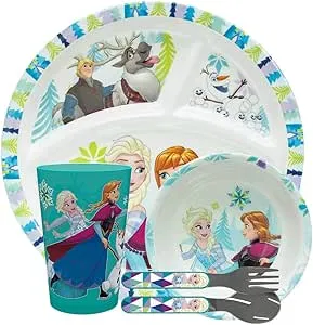 Zak Designs - Disney Frozen Kids Dinnerware 5 Piece Set, Non-BPA, Perfect for Kids