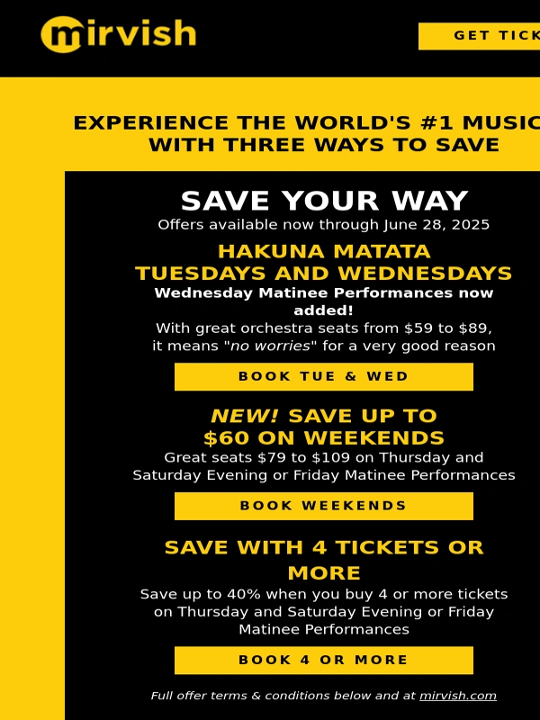Mirvish - 3 Ways to Save on Tickets to The Lion King
