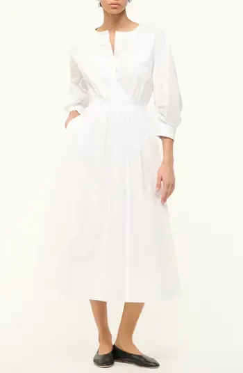 STAUD Cafu Long Sleeve A-Line Dress