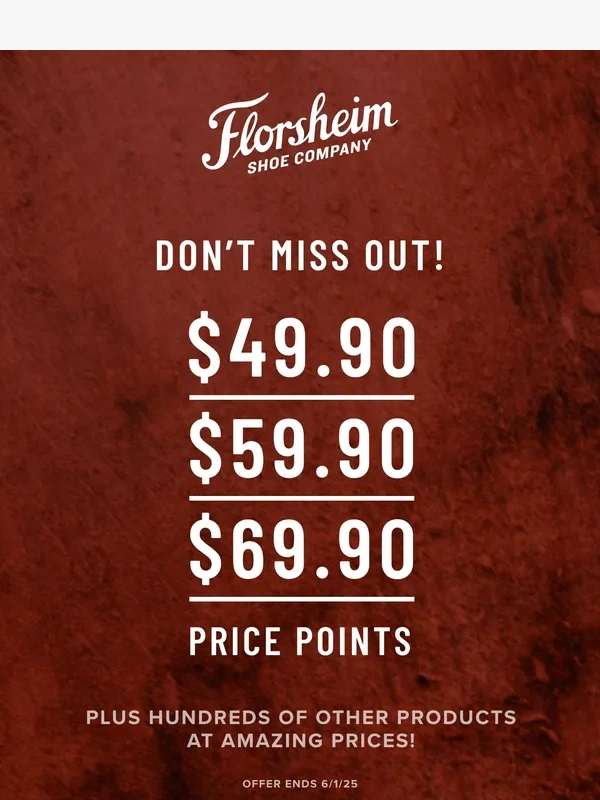 Florsheim - Last Call! $49.90,$59.90,$69.90 Price Points