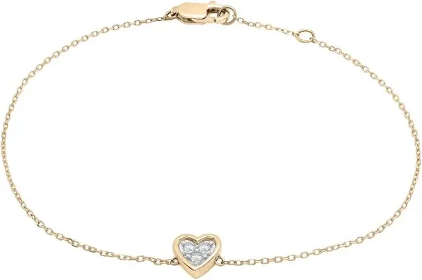 Aurate 14K Yellow Gold Diamond Heart Bracelet