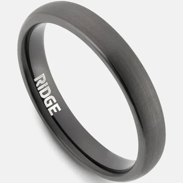 The Ridge Ridge 6mm Wide Gunmetal Tungsten Wedding Band Comes With a Silicone Band