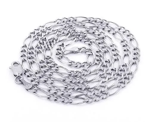 14K White Gold Figaro Chain for Men