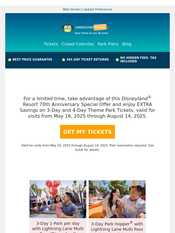 Undercover Tourist - ? Join the 70-Year Celebration: Disneyland Anniversary Savings!