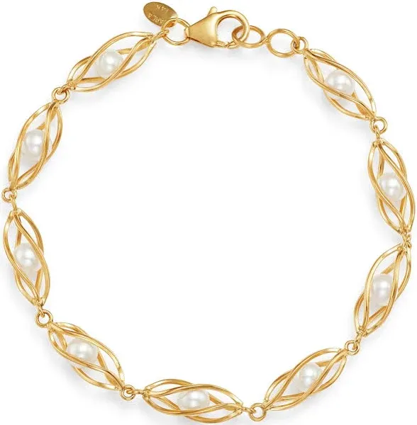 Bloomingdale's Fine Collection 14K Yellow Gold Cultured Freshwater Pearl Cage Bracelet