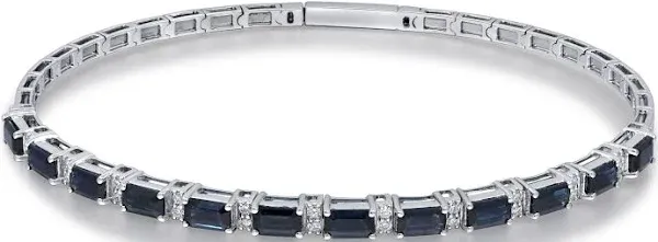 14K White Gold 1/4 ct. tw. Blue Sapphire and Diamond Bangle Bracelet