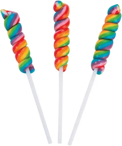 Rainbow Twist Lollipop Mixed Fruit Flavor Individually Wrapped Pop 3" Inch Sucker 24-Pack