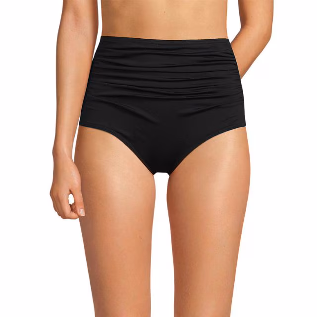 Lands' End Women's Tummy Control Retro High Waisted Bikini Swim Bottoms