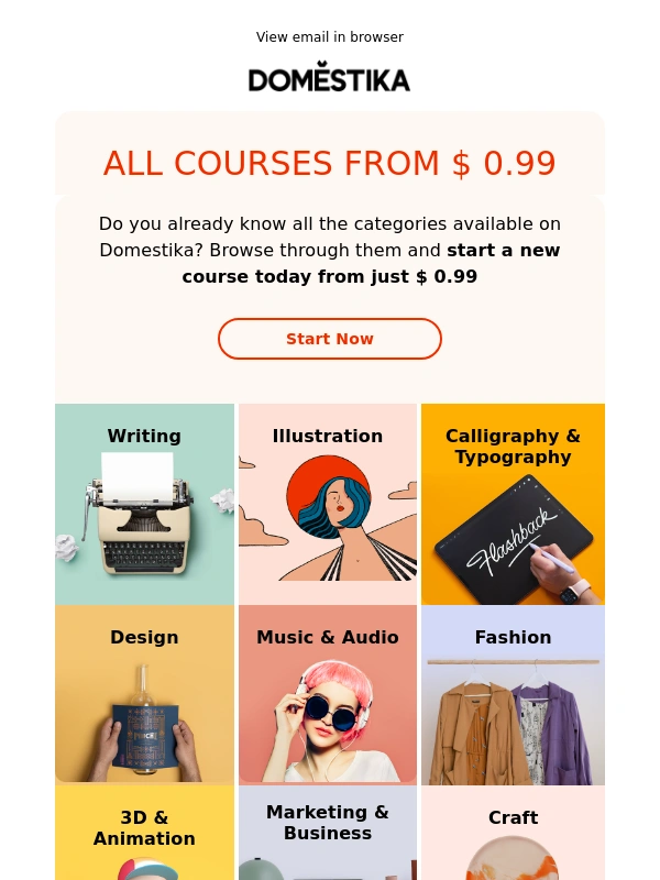 Domestika - ALL courses from ALL categories starting at just $0.99