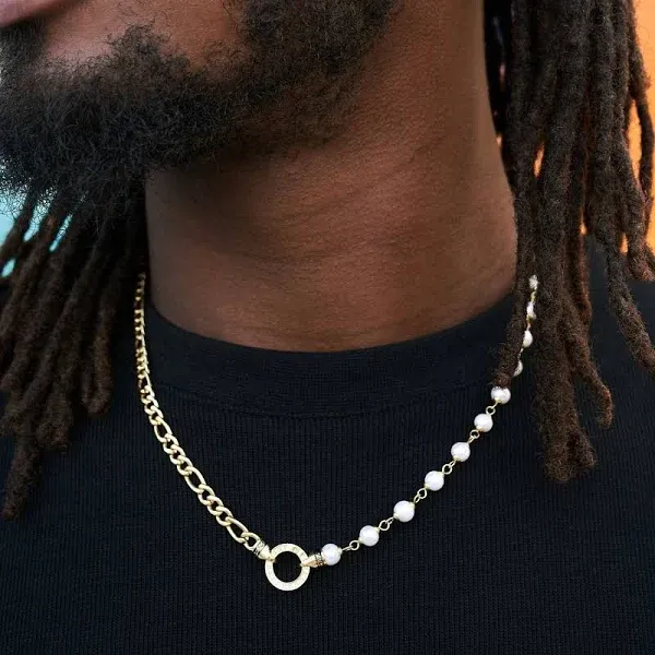 The GLD Shop Figaro Link + Pearl Chain