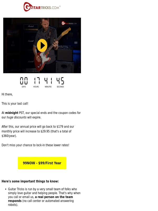 Guitar Tricks - ENDS TONIGHT: This is officially your last call. ?
