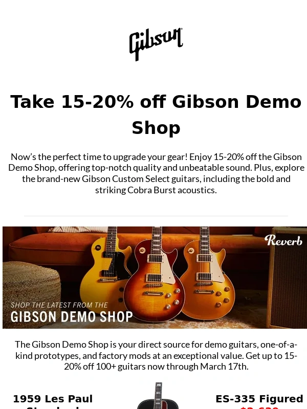 Gibson - Upgrade your sound: 15-20% off Gibson Demo Shop