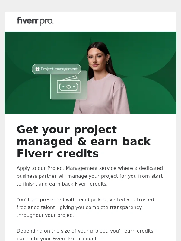 Fiverr - Get Fiverr credits with our project management service