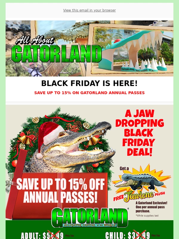 Gatorland - Gatorland's BLACK FRIDAY Annual Pass Sale is starting Early!