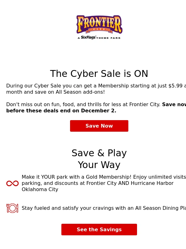 Six Flags - Cyber Sale Starts NOW