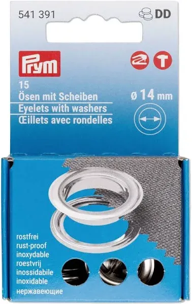 Prym Eyelets with Washers 14 mm 15 PC Refill Silver