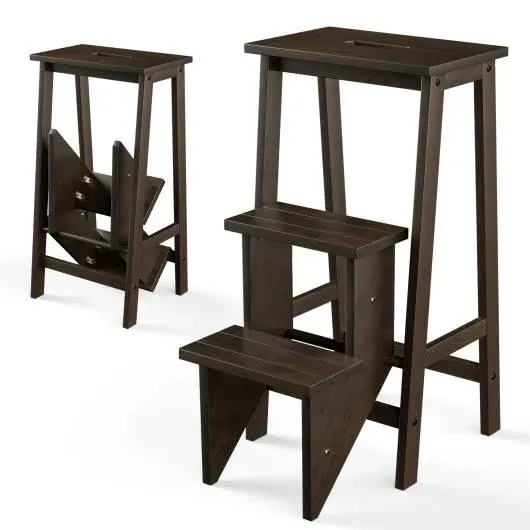 Costway 3-Tier Step Stool 3-in-1 Folding Ladder