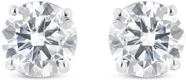 14K White Gold 3.0 Cttw Brilliant Round-Cut Lab Grown Diamond Solitaire Stud Earrings