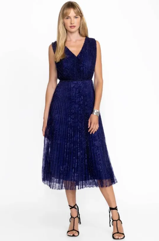 Clario Pleated Midi Dress