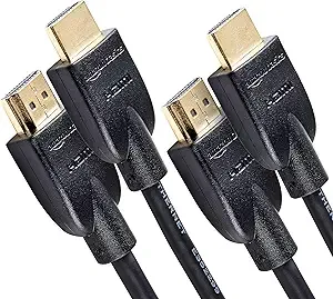 Amazon Basics HDMI Cable, 2-Pack, 10ft, 4K60Hz, High-Speed 4K HDMI 2.0 Cord (18Gbps), 2160p, 48 bit, Compatible with TV/PS5/Xbox/Roku, Black $5.66