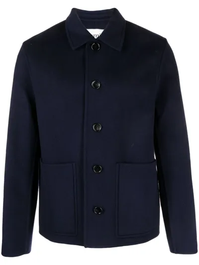 Single-breasted Wool-cashmere Coat In Blue