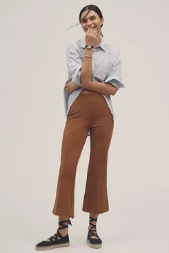 The Margot Kick-Flare Cropped Pants by Maeve: Textured Edition