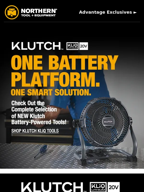 Northern Tool - NEW Klutch KliQ Battery-Powered Tools are Here | SHOP NOW