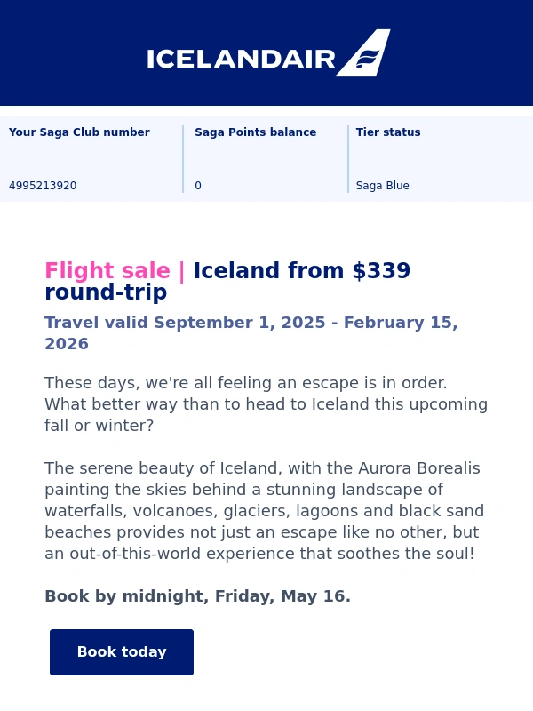Icelandair - UNREAL! Starting today: Two special offers to Iceland for travel this fall & winter! Book soon!