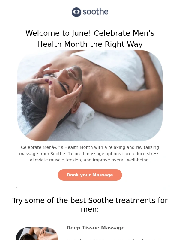 Soothe - Invest in Your Health with Soothe's Massage Services This Men's Health Month ?‍♂️
