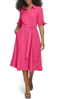 Calvin Klein Women's Tied Sleeve Shirtdress