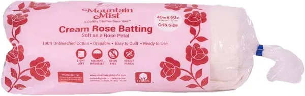 Mountain Mist Cream Rose Cotton Needlepunch Batting-Crib