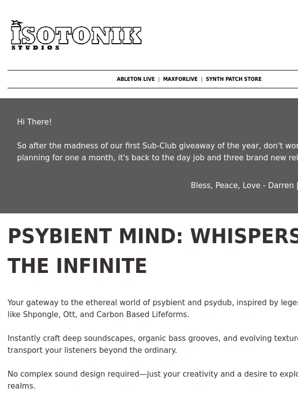 Ableton Live - NEW-RELEASES: Psybient Mind by Yves Big City,Superposition by Dillon Bastan & MIDI Toolset 002 by Manifest Audio